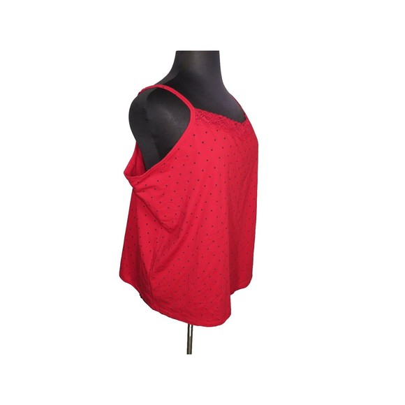 Catherines Suprema Red Polka Dot Lace Trimmed Tank Top Shirt Plus 3X Petite - Picture 4 of 7